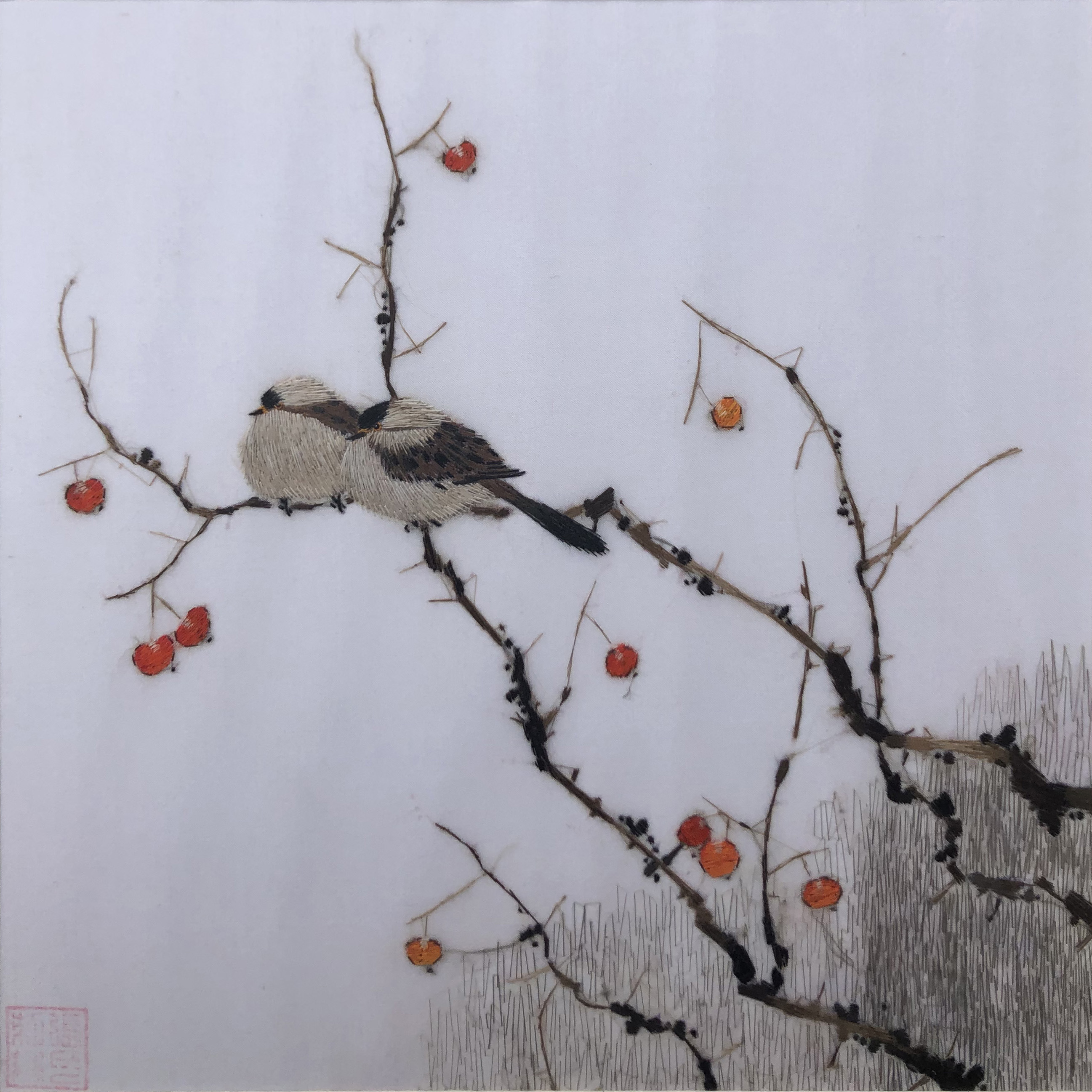 31180 Two birds with cherry blossom