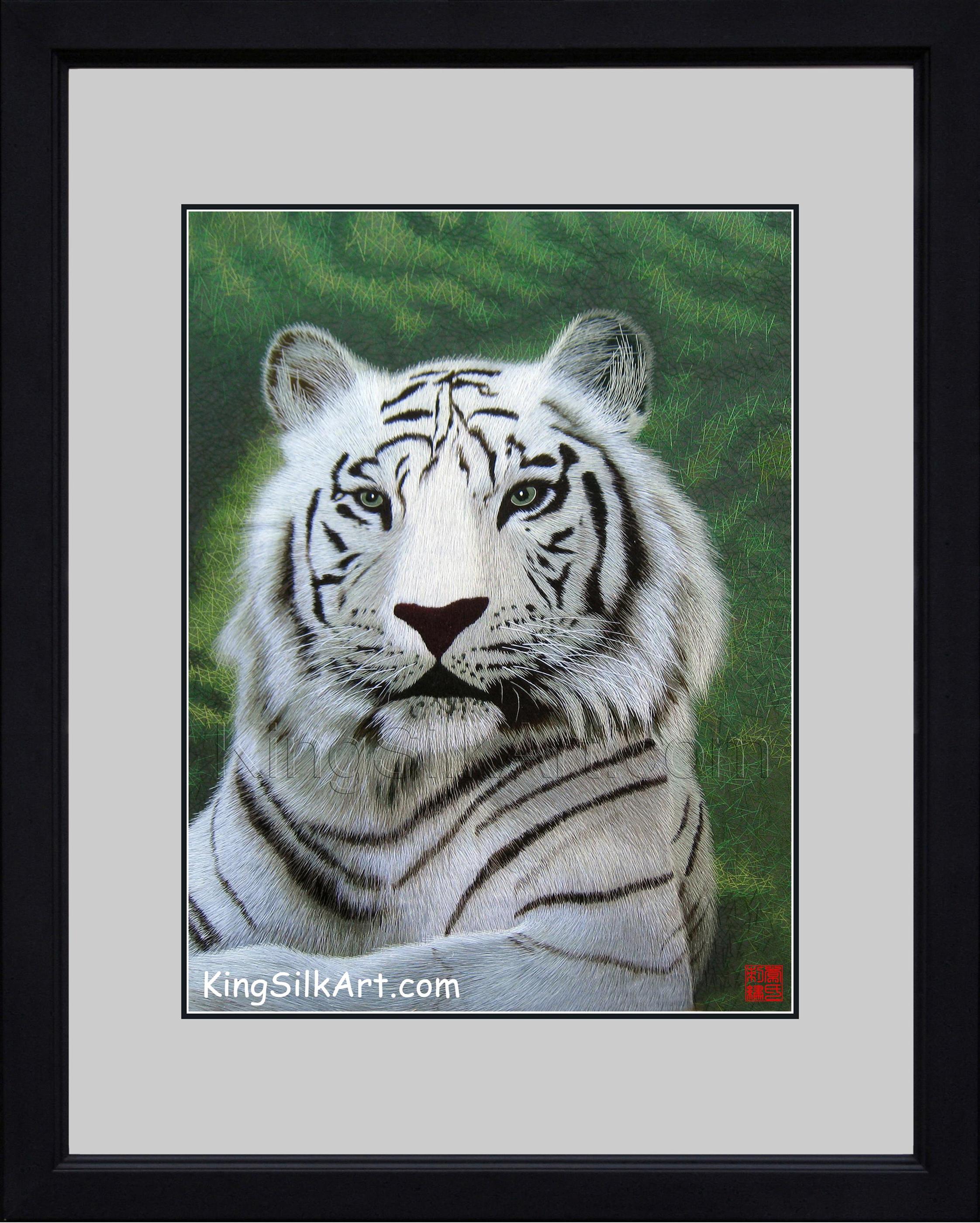 740769 White Tiger with Green Background - Image 2