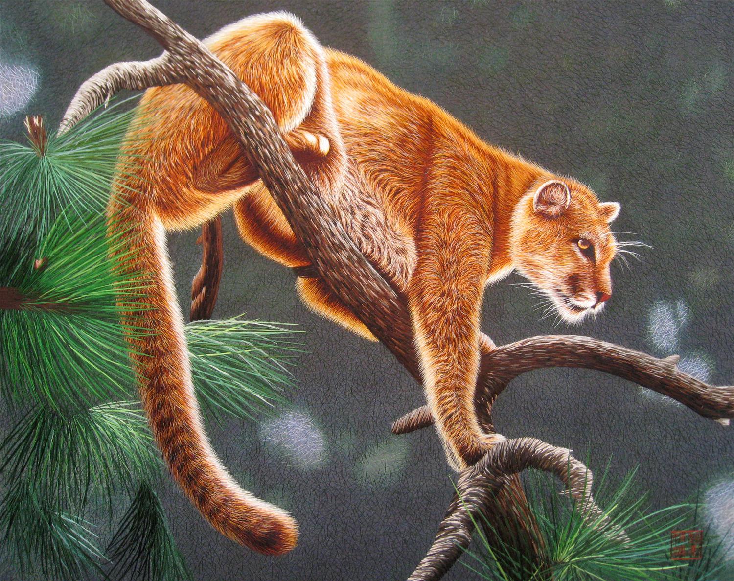 74090 Lion Stands on Branch