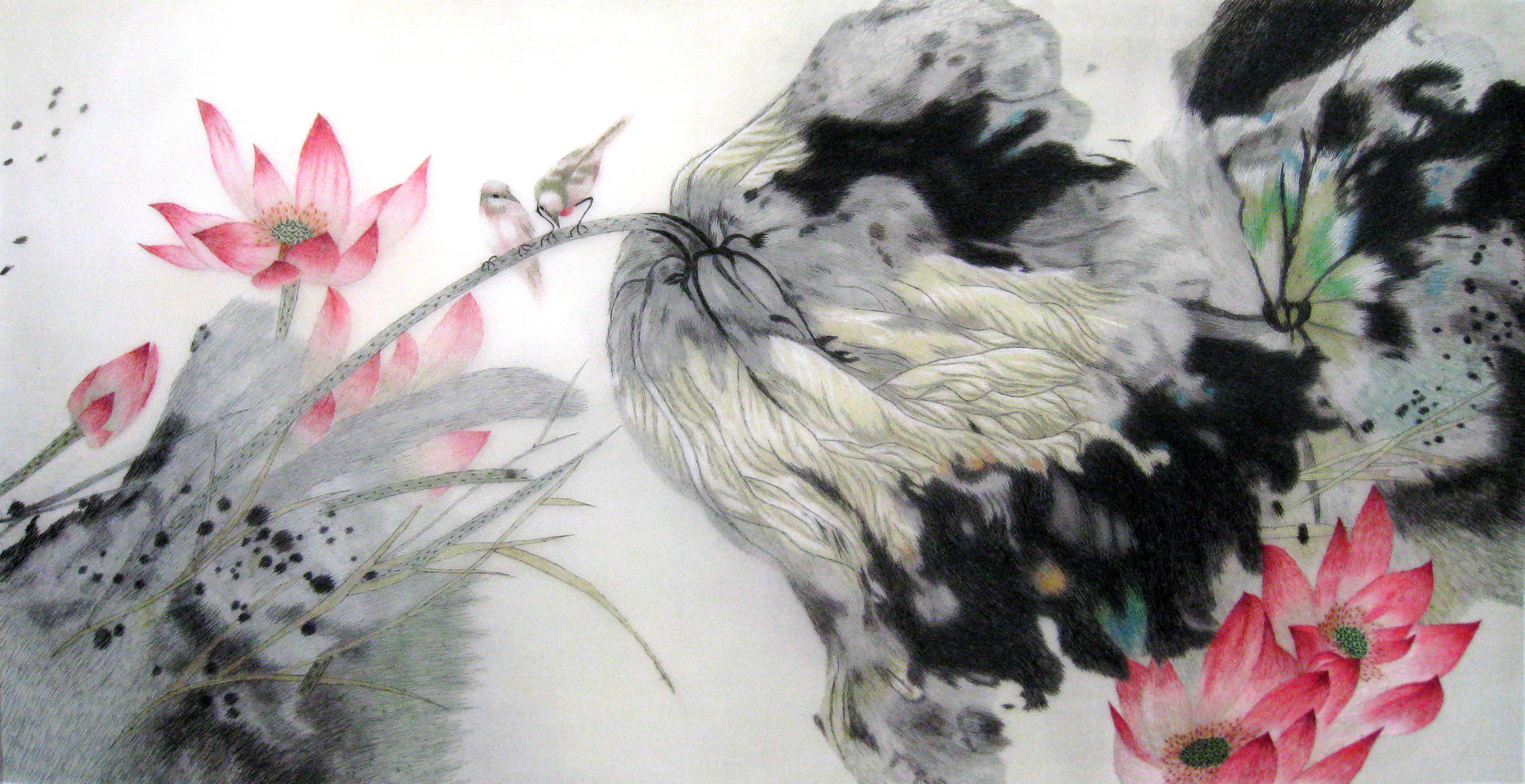 76101 Ink Lotus Abstract