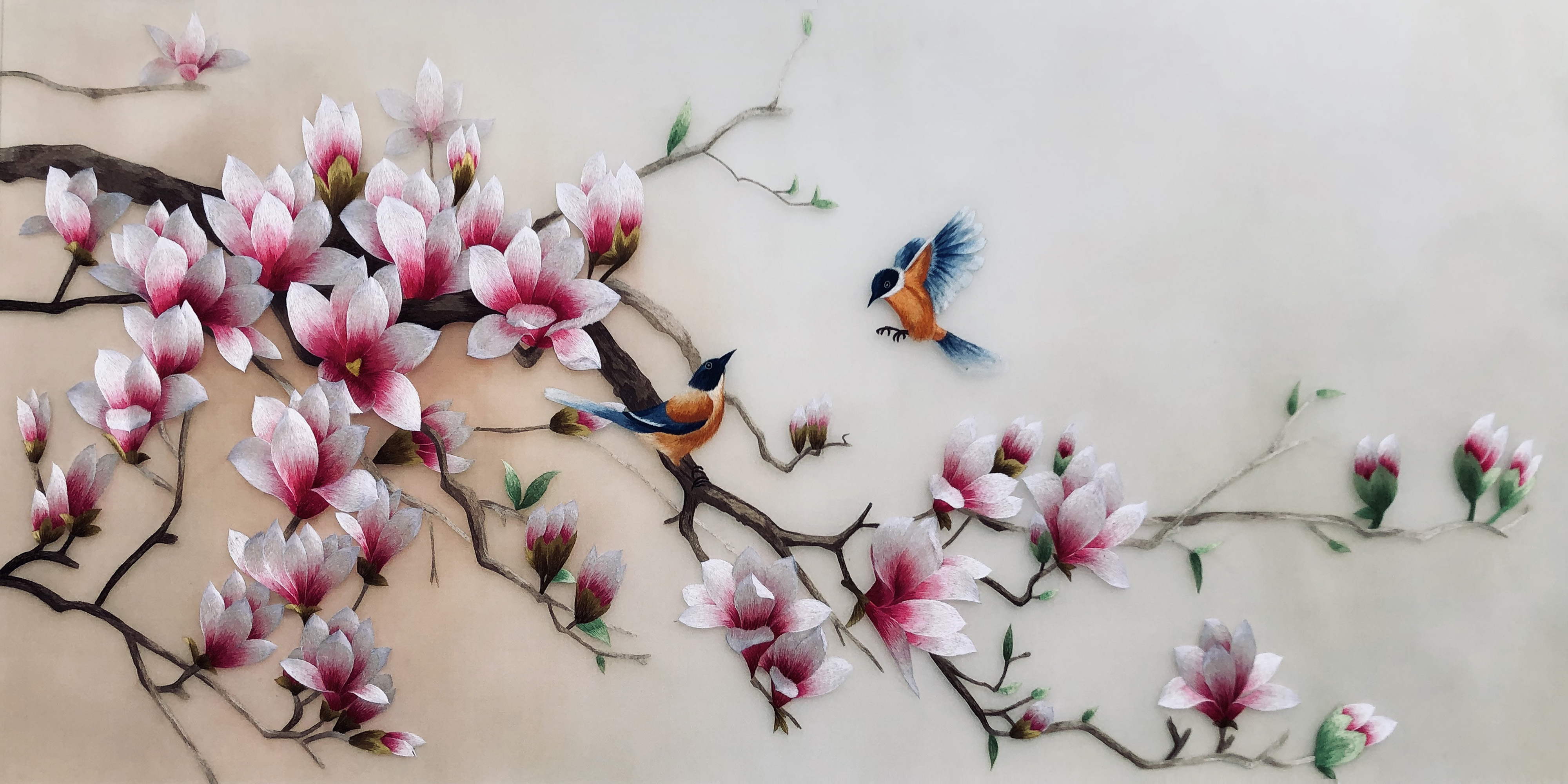 76431 MAGNOLIA FLOWER WITH BIRDS