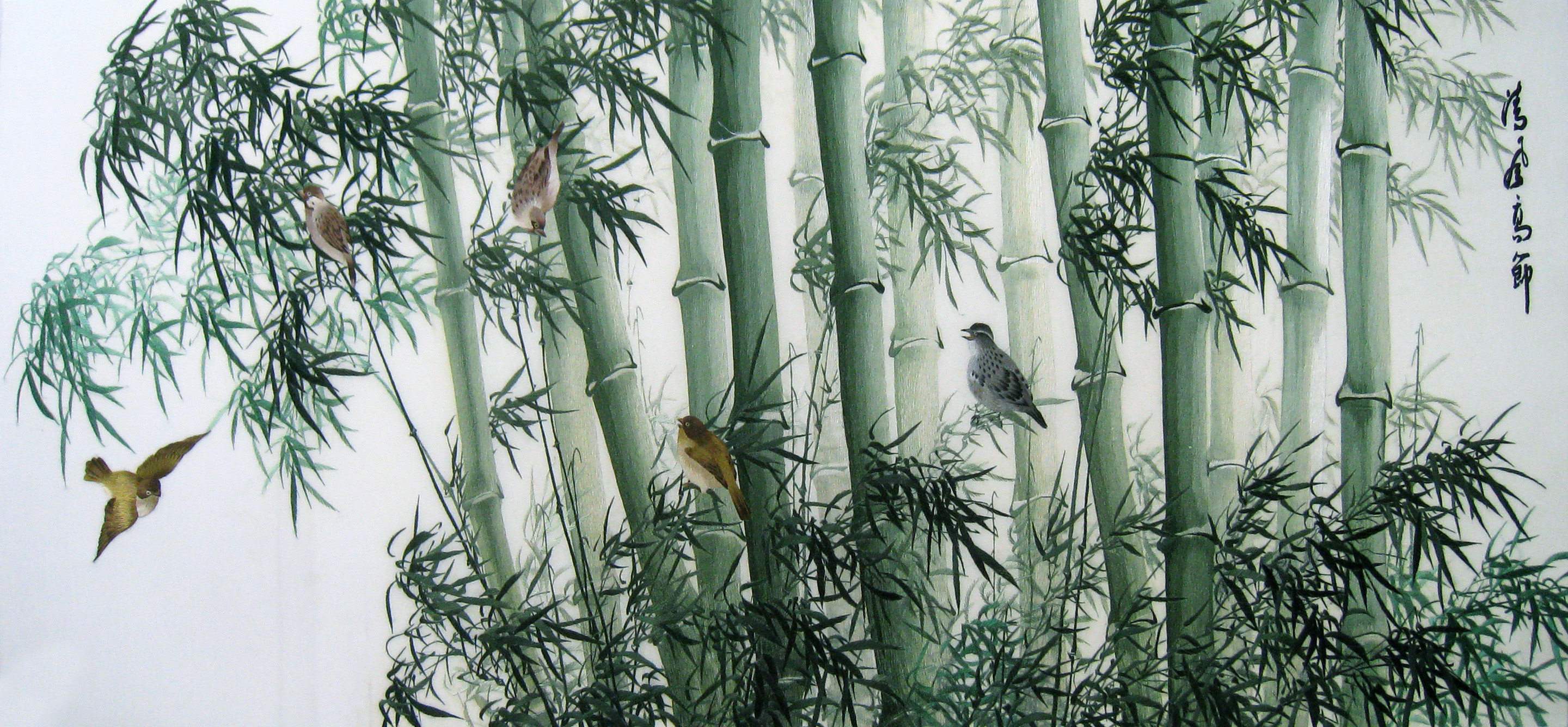 77158 Birds in Green Bamboo